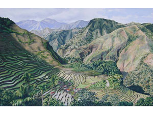 Batad watercolor painting by Janet Eason
