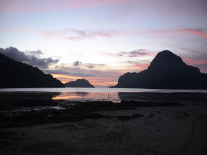Sunset over Bacuit Bay - picture from northern side of the bay